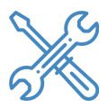 A blue icon of two wrenches crossed.